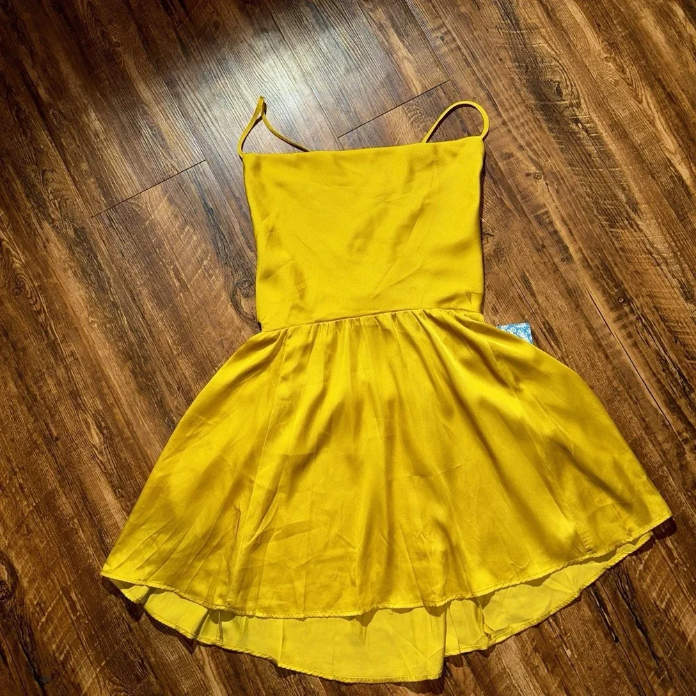 Intimately Free People Medium Gold Good Company Cowl Open Back Cami Dress NEW - Picture 5 of 6